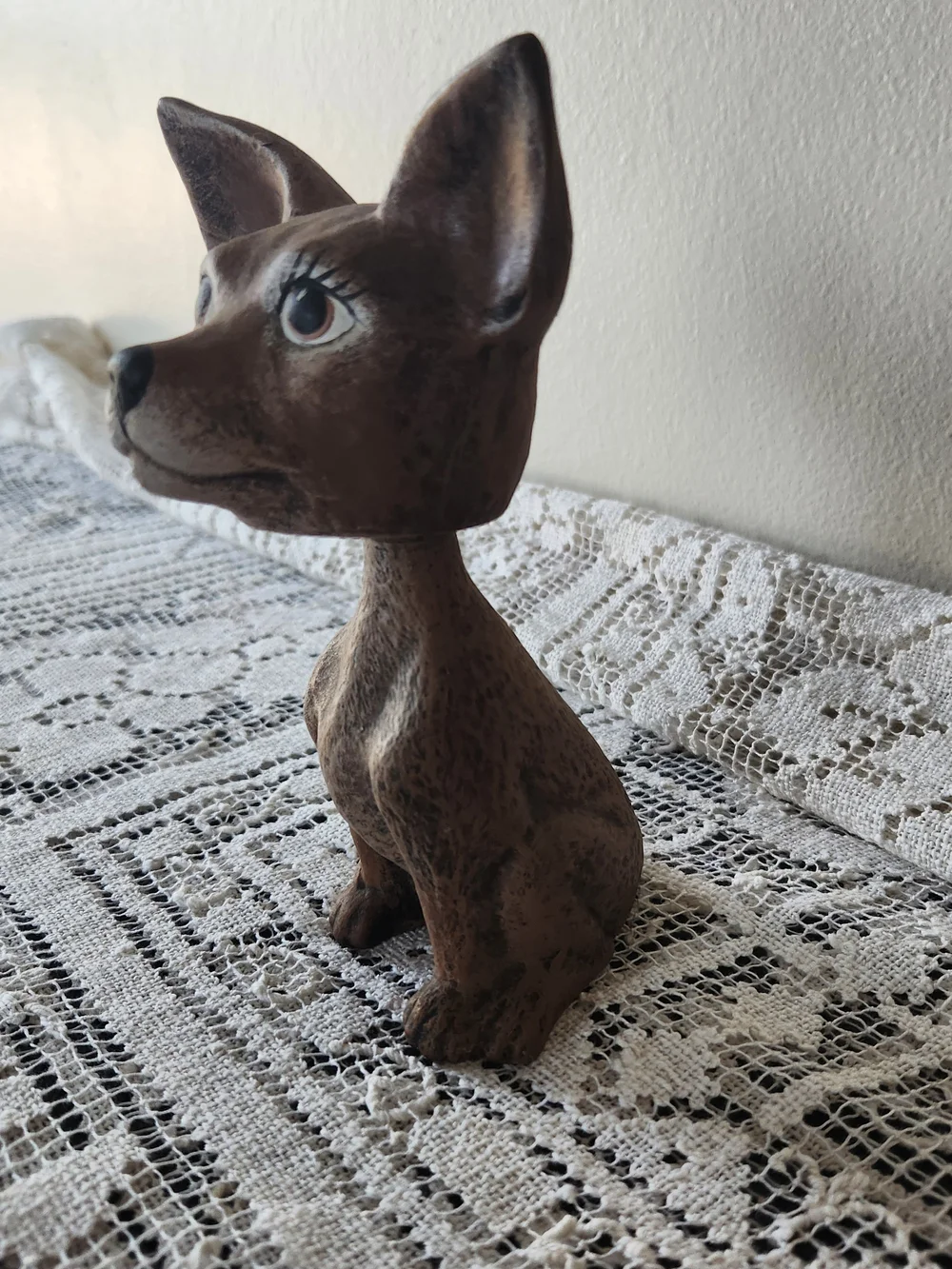 Brown Ceramoc Bobblehead Dog Figurine Decorative Pet Statue